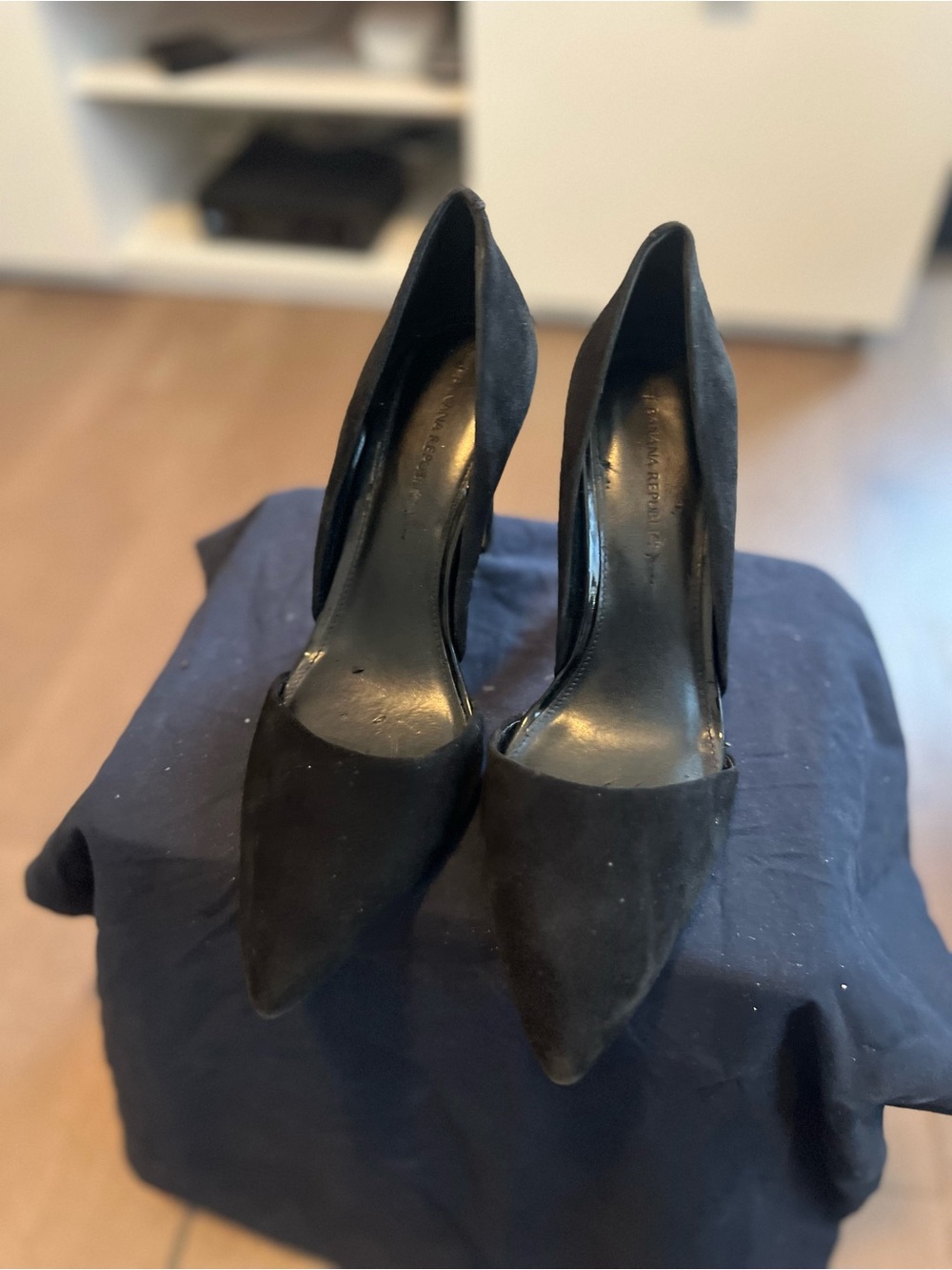 Banana Republic Black Pointed-Toe Suede Heels
